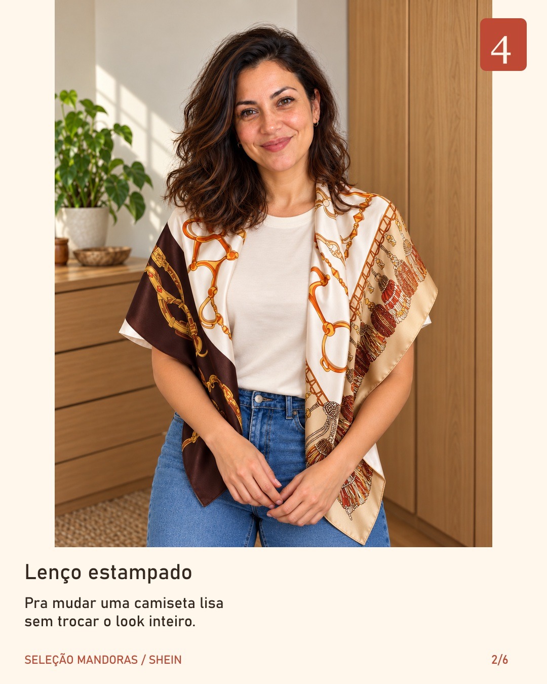 Lenço bege e marrom na seleção Mandoras