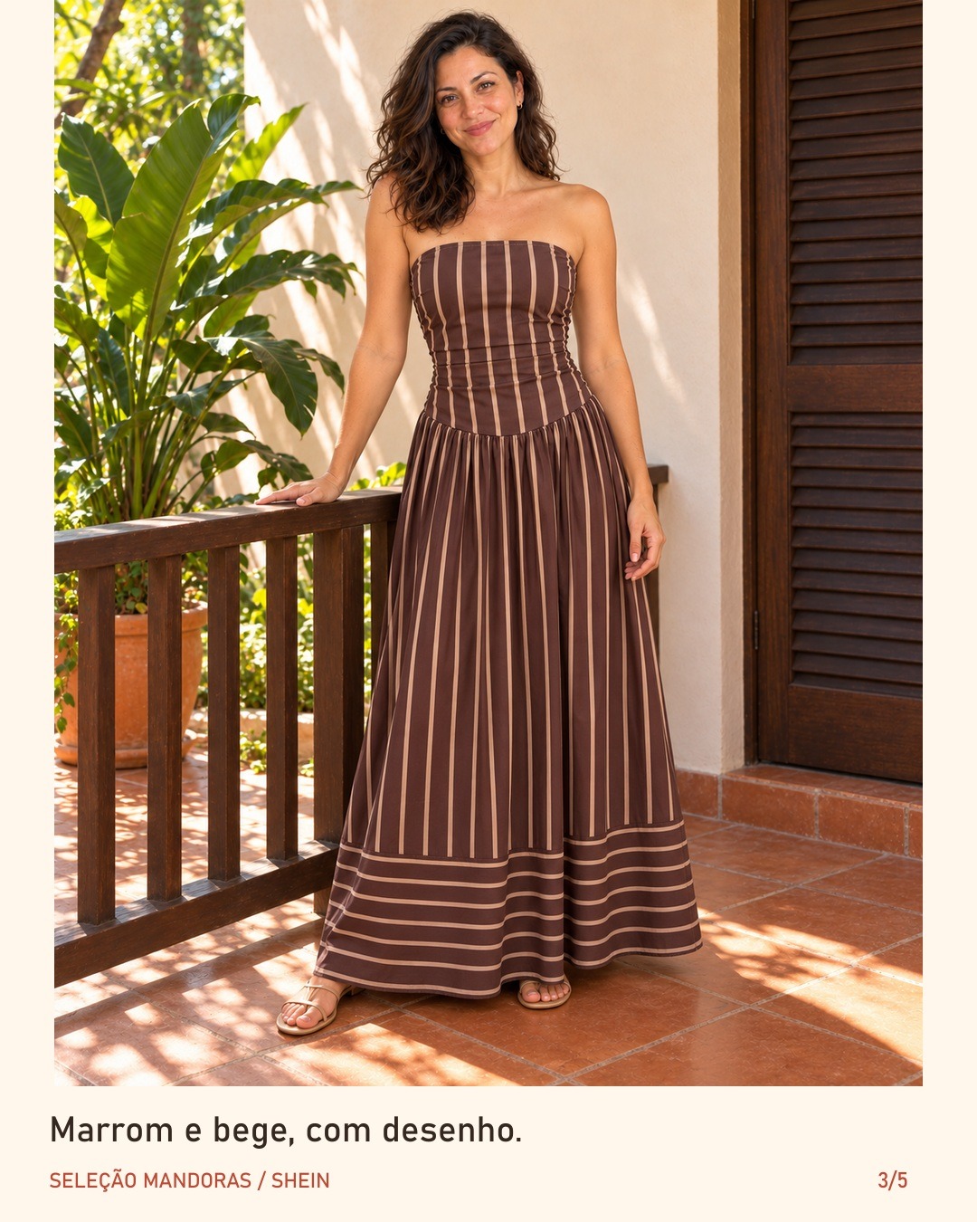 Vestido longo listrado na seleção Mandoras
